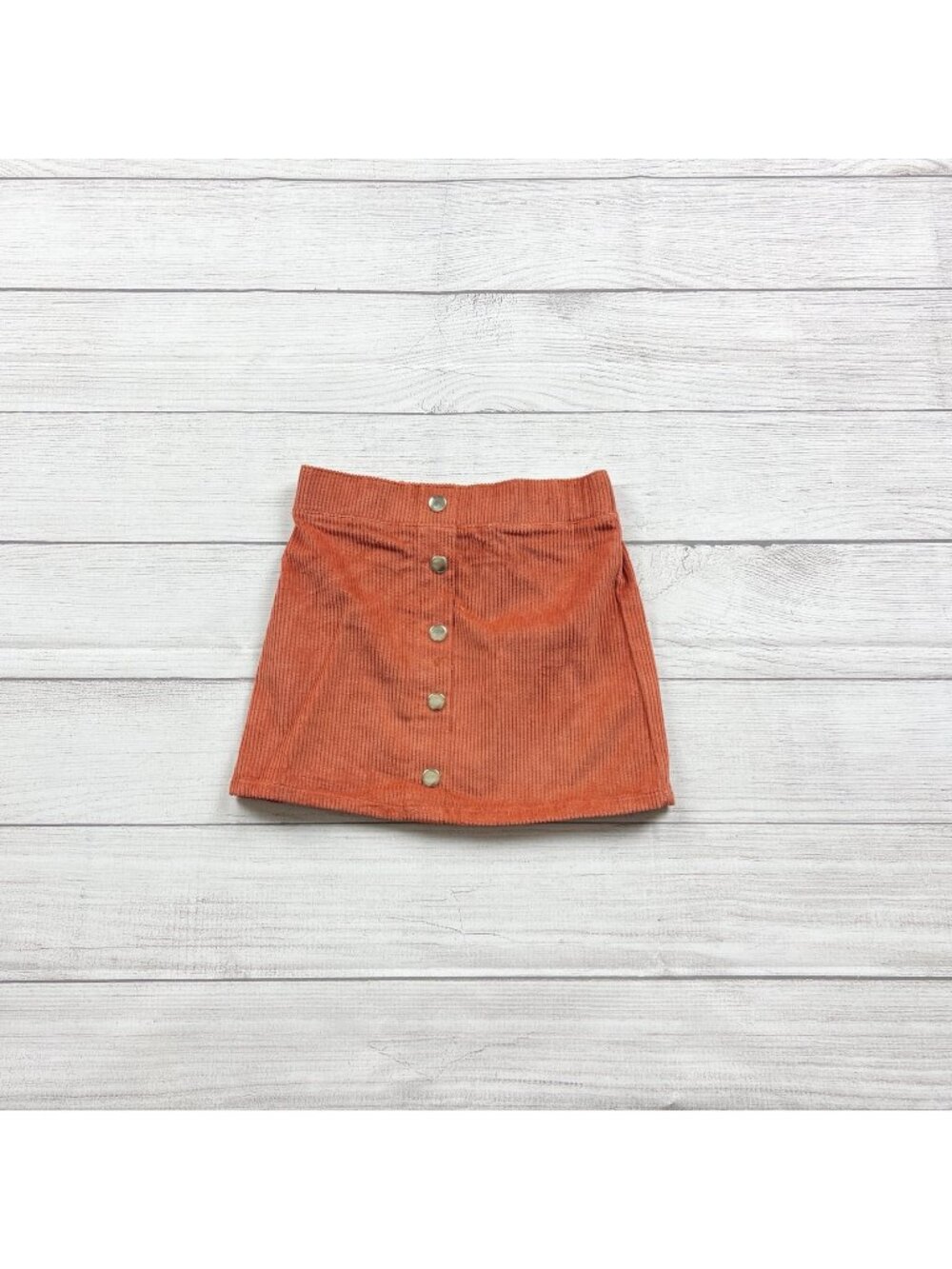 Cynthia Rowley Girls Orange Corduroy Snap Front Skirt Elastic Waist NWT 5-6